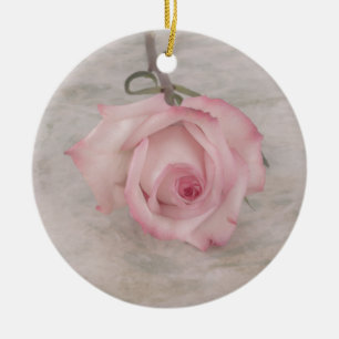 Soft Pink Rose Blume Keramik Ornament
