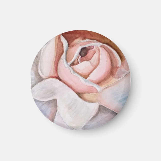 Soft Pink Rose von Jodi Mahaffey in Watercolor Magnet (Vorne)