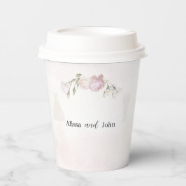 Soft Pink Roses & Bride and Groom Collection Pappbecher