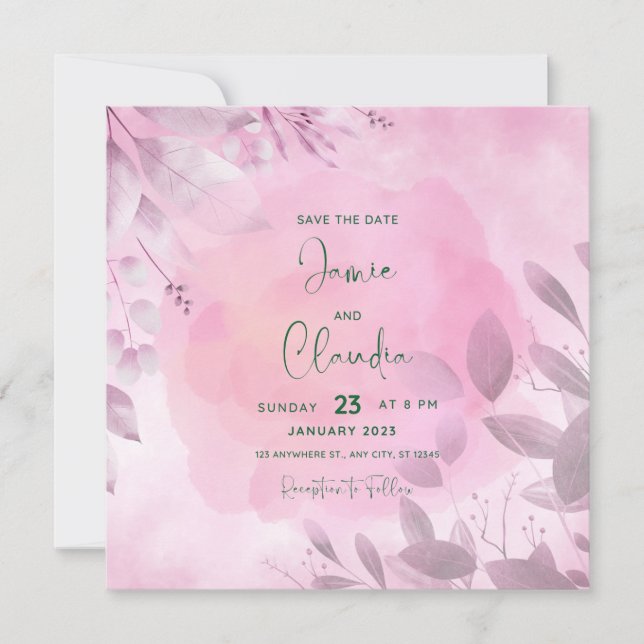 Soft Pink Save the Date Karte (Vorderseite)