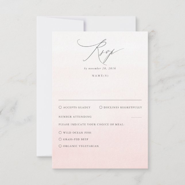 Soft Pink Shades Ombre Gradient Wedding RSVP (Vorderseite)