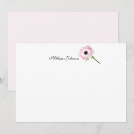 Soft Pink Single Blume Personalisiert Mitteilungskarte