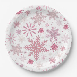 Soft Pink Snowflakes Weihnachten Pappteller