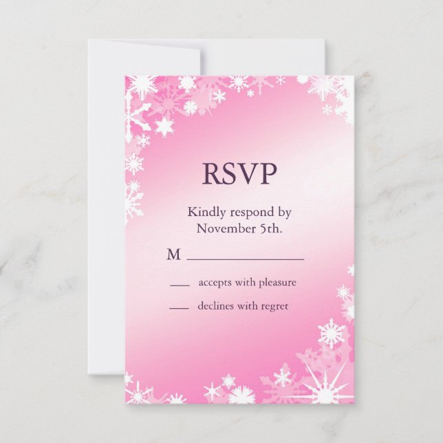 Soft Pink Snowfloakes UAWG 2 RSVP Karte (Vorderseite)