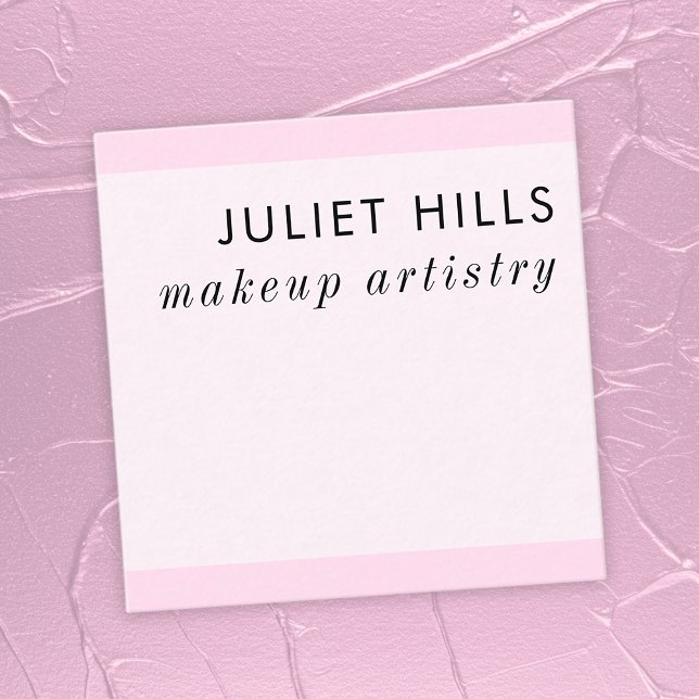 Soft Pink Square Business Card Quadratische Visitenkarte (Soft Pink Square Business Card displayed, front)