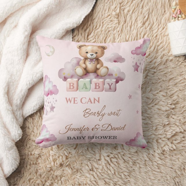 Soft Pink Teddy Dreamy Clouds Baby Girl Kissen (Decke)