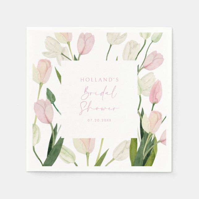 Soft Pink Tulip Bridal Shower Serviette (Vorderseite)