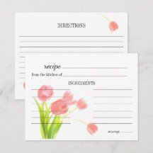 Soft Pink Tulips Wedding Rezept Card