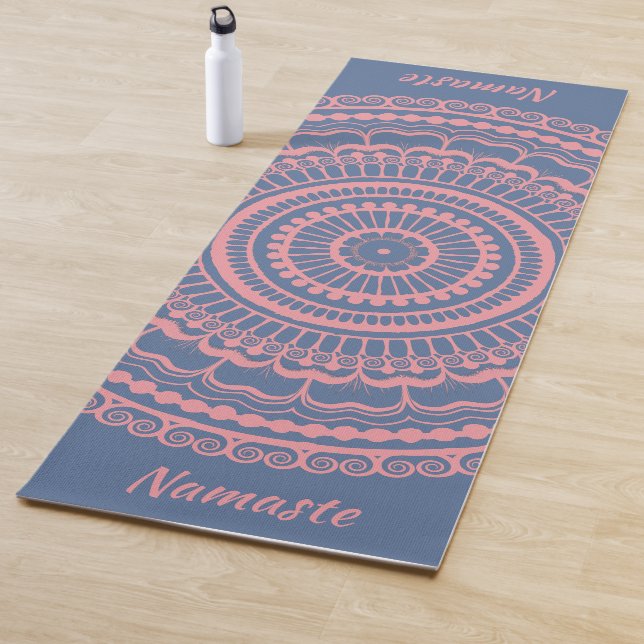 Soft Pink und Blue Mehndi Henna Mandala Yogamatte (Beispiel)