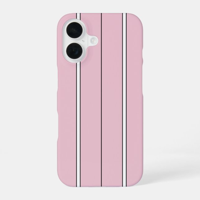 Soft Pink Vertical Stripe Pattern Minimal iPhone 16 Hülle (Rückseite)
