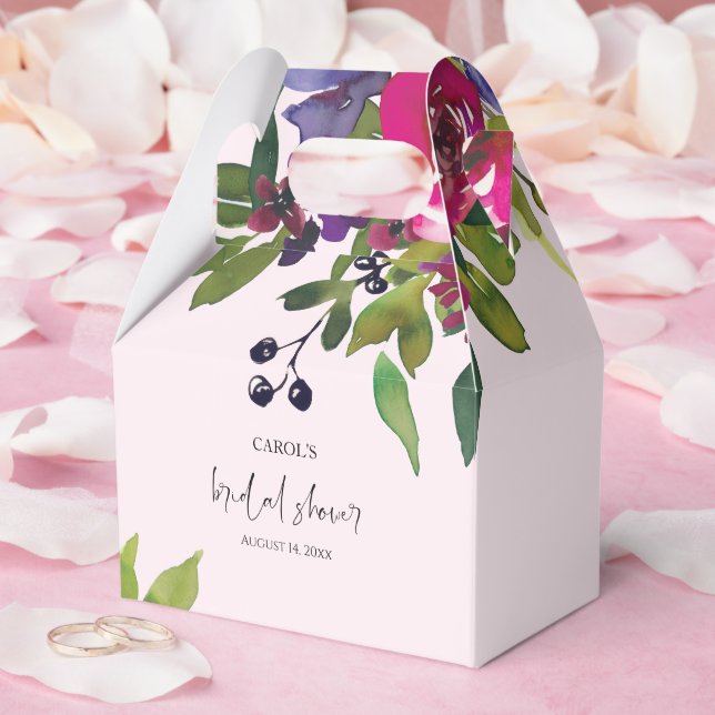 Soft Pink Watercolor Floral Favor Box Geschenkschachtel (Hochzeit)