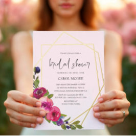 Soft Pink Watercolor Floral Foil Invitation Folieneinladung