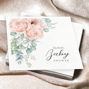 Soft Pink Watercolor Floral Girl Babydusche Serviette