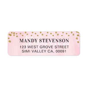 Soft Pink Watercolor & Gold Polka Dot Confetti