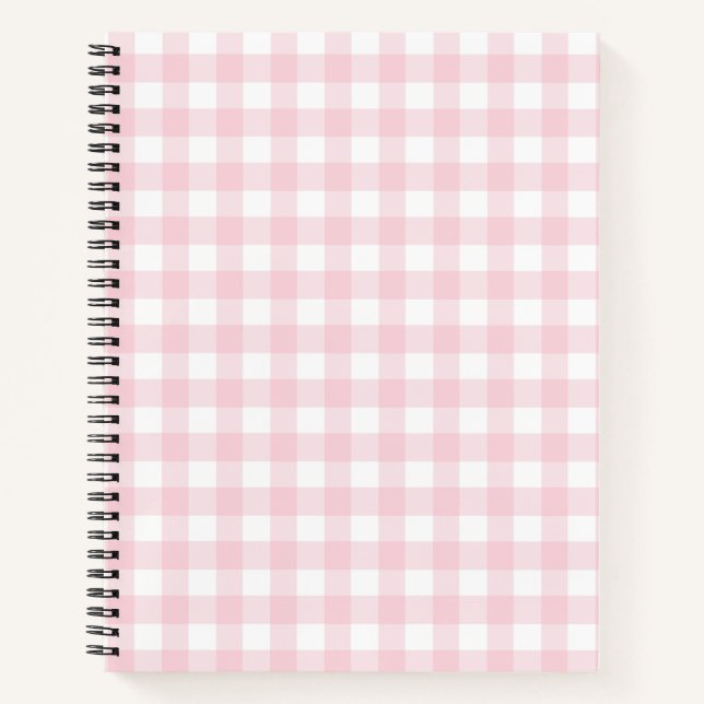 Soft Pink White Buffalo Karo Kariert Gingham Notizbuch (Vorderseite)