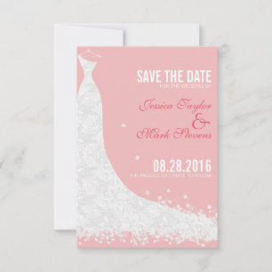 Soft Pink & White Lace Hochzeitskleid Save the Dat Date