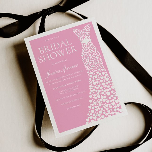 Soft Pink White Wedding Dress Border Bridal Shower Einladung (Von Creator hochgeladen)