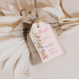 Soft Pink Wildblume Baby Girl Dusche Vielen Dank Geschenkanhänger