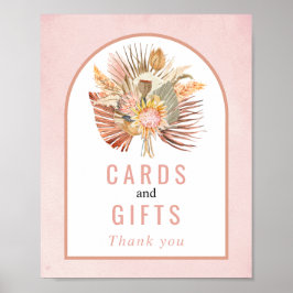 Soft pinkfarbene Karten und Geschenke Hochzeit im Poster