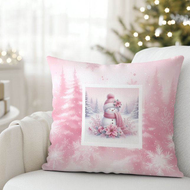 Soft Pinkmas Christmas Forest Snowman Pillow Kissen (Soft Pinkmas Christmas Forest Snowman Pillow)