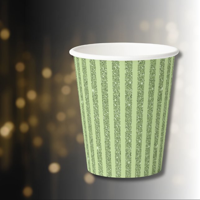 Soft Pistachio Glitter Style Minimal Pattern Pappbecher (Von Creator hochgeladen)