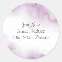 "Soft Plum Mauve Watercolor Abstrakt Frame"-Labels Runder Aufkleber