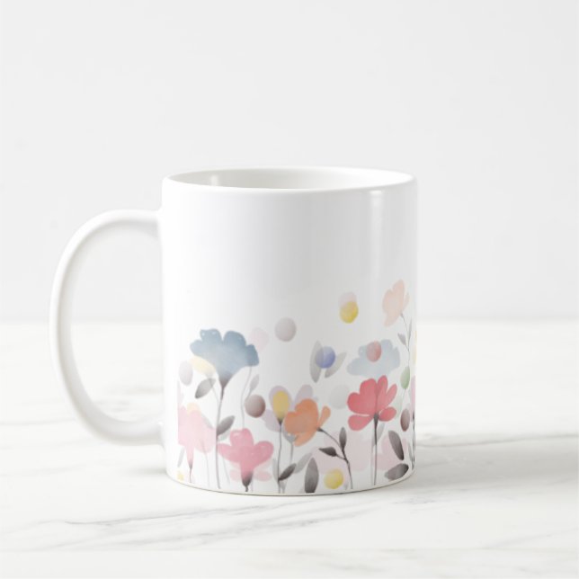 Soft Pretty Watercolor Art Flowers Kaffeetasse (Links)