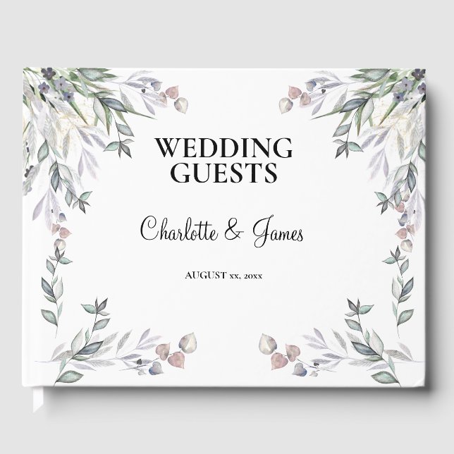 Soft Purple Scottish Heather Wedding  Gästebuch (Vorderseite)