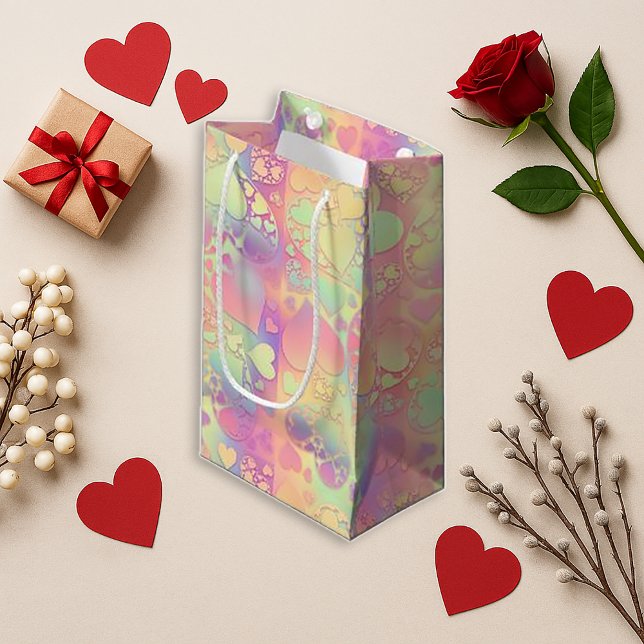 Soft Rainbow Pastel Kawaii Heart Pattern Design Kleine Geschenktüte (Von Creator hochgeladen)
