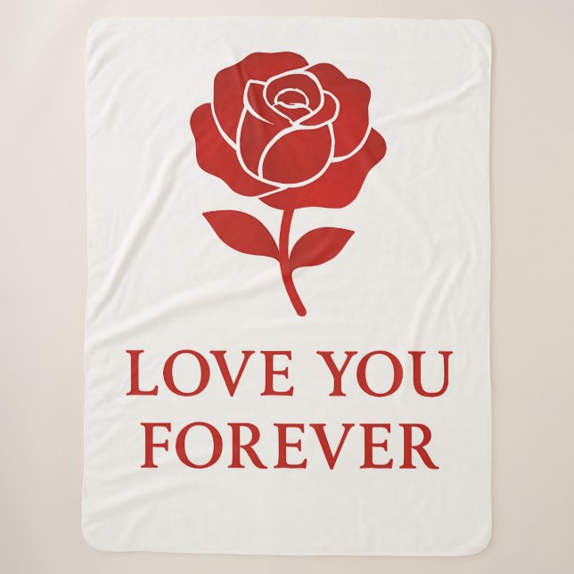 Soft Red Rose Forever Cozy Romantic Valentine day  Sherpadecke (Vorderseite)