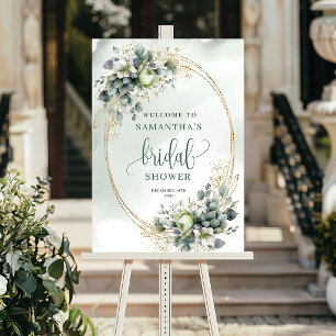 Soft Romance Grüne Pflanzen Goldene Hochzeitsdusch Poster