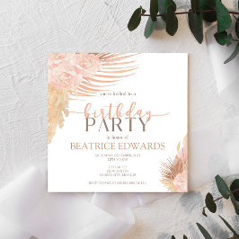 Soft Rose Floral Invitation fête d'anniversaire