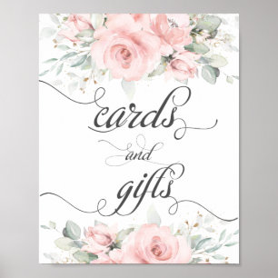Soft Rosé Florale Grünpflanzen Karten und Geschenk Poster