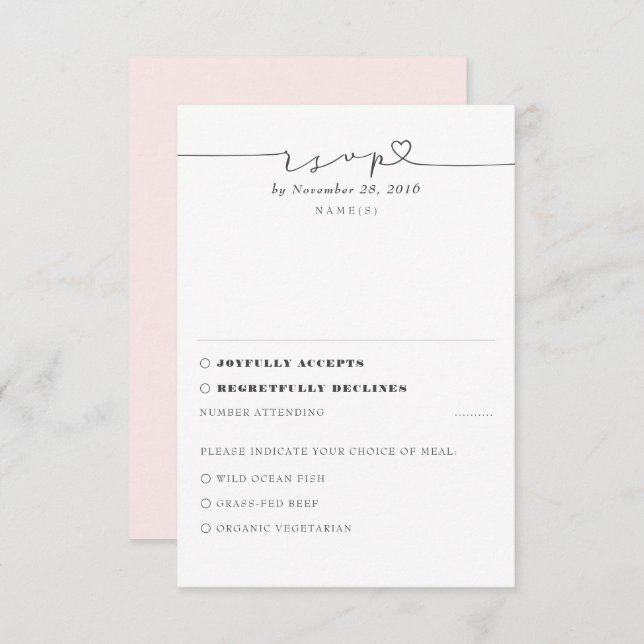 Soft rose moderne mariage minimal RSVP (Devant / Derrière)