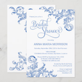 Soft Royal Blue Watercolor Geblüht Brautparty Einladung