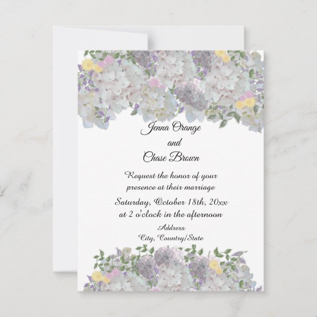 Soft Rustic Garden Flowers Faire-part de mariage (Devant)