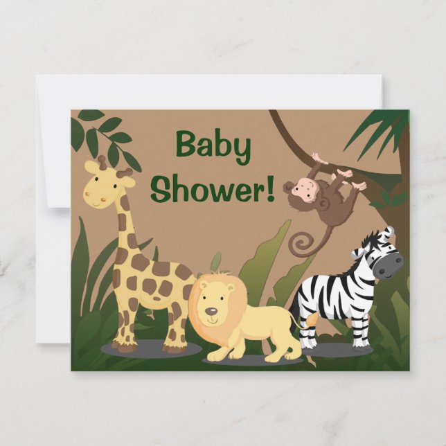 Soft Safari Baby Dusche Einladung (Vorderseite)
