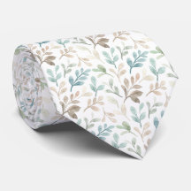 Soft Sage and Ochre Watercolor Leaves Pattern 