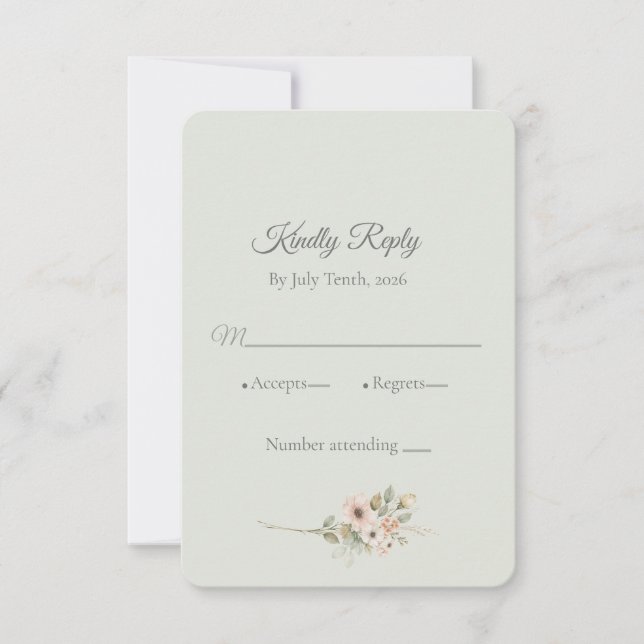Soft Sage Botanical Wedding RSVP Card | (Vorderseite)