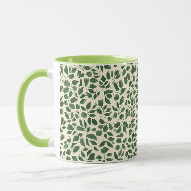 Soft Sage Green Botanical Leaf Foliage Pattern Tasse (Links)