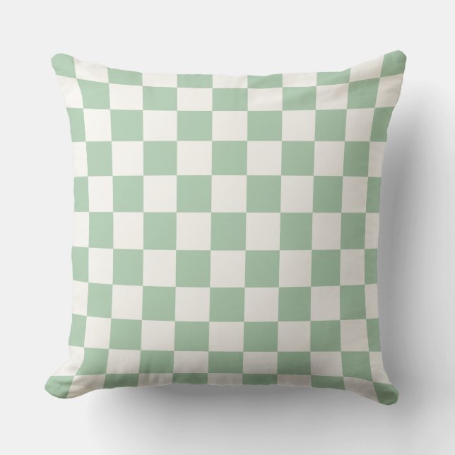 Soft Sage Green Buffalo Check Farmhouse Kissen (Vorderseite)