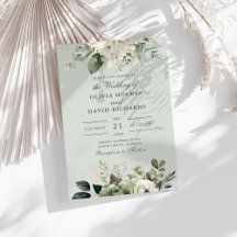 Soft Sage Green Floral Classic Wedding Invitation
