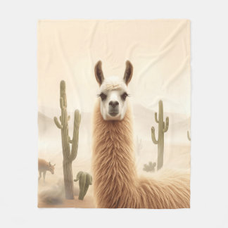Soft Sand Llama mit Cactus Flow Fleecedecke