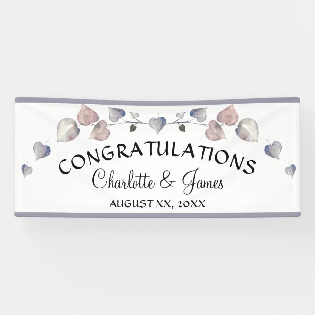 Soft Scottish Heather - Wedding Hearts Banner (Horizontal)