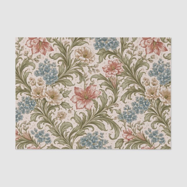 Soft Scrollwork Garden Floral Pattern Seidenpapier (Vorderseite)