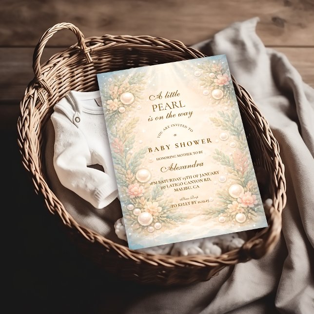 Soft Seaside Pearl Storybook Baby Shower Einladung (Von Creator hochgeladen)