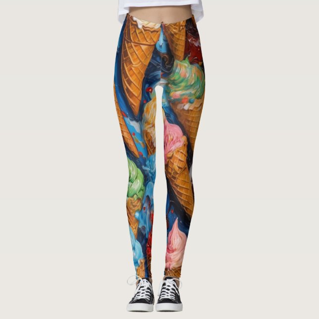 Soft Serve Ice Creme Cone Leggings (Vorderseite)
