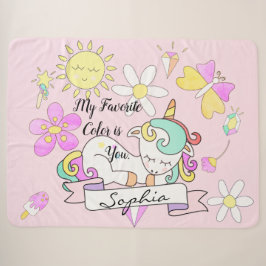 Soft Sherpa Sleepy Unicorn Name Blanket Sherpadecke