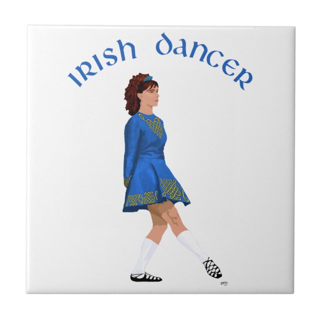 Soft Shoe Irish Dancer in Blue Fliese (Vorderseite)