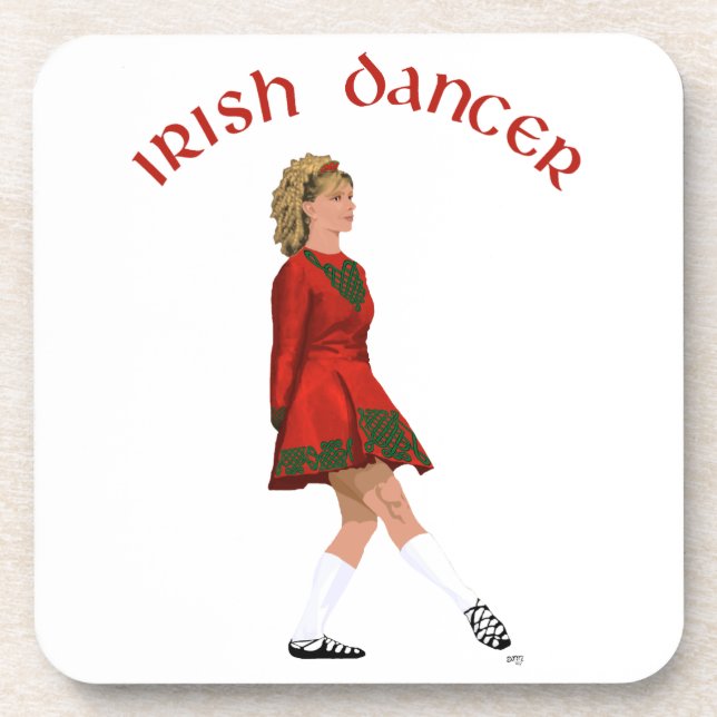 Soft Shoe Irish Dancer in Red Getränkeuntersetzer (Vorderseite)